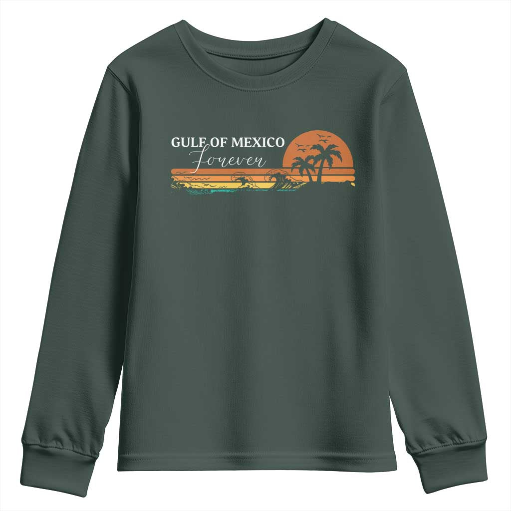 Gulf Of Mexico Forever Youth Sweatshirt Beach Palm Treen Vintage Retro TS11 Dark Forest Green Print Your Wear