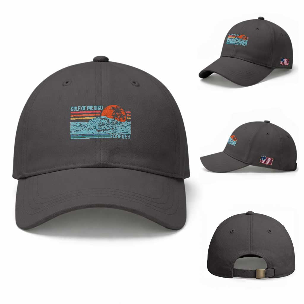 Gulf Of Mexico Forever Baseball Cap Vintage Retro Beach Coconut Tree TS11 Baseball Cap Universal Fit Dark Gray Print Your Wear
