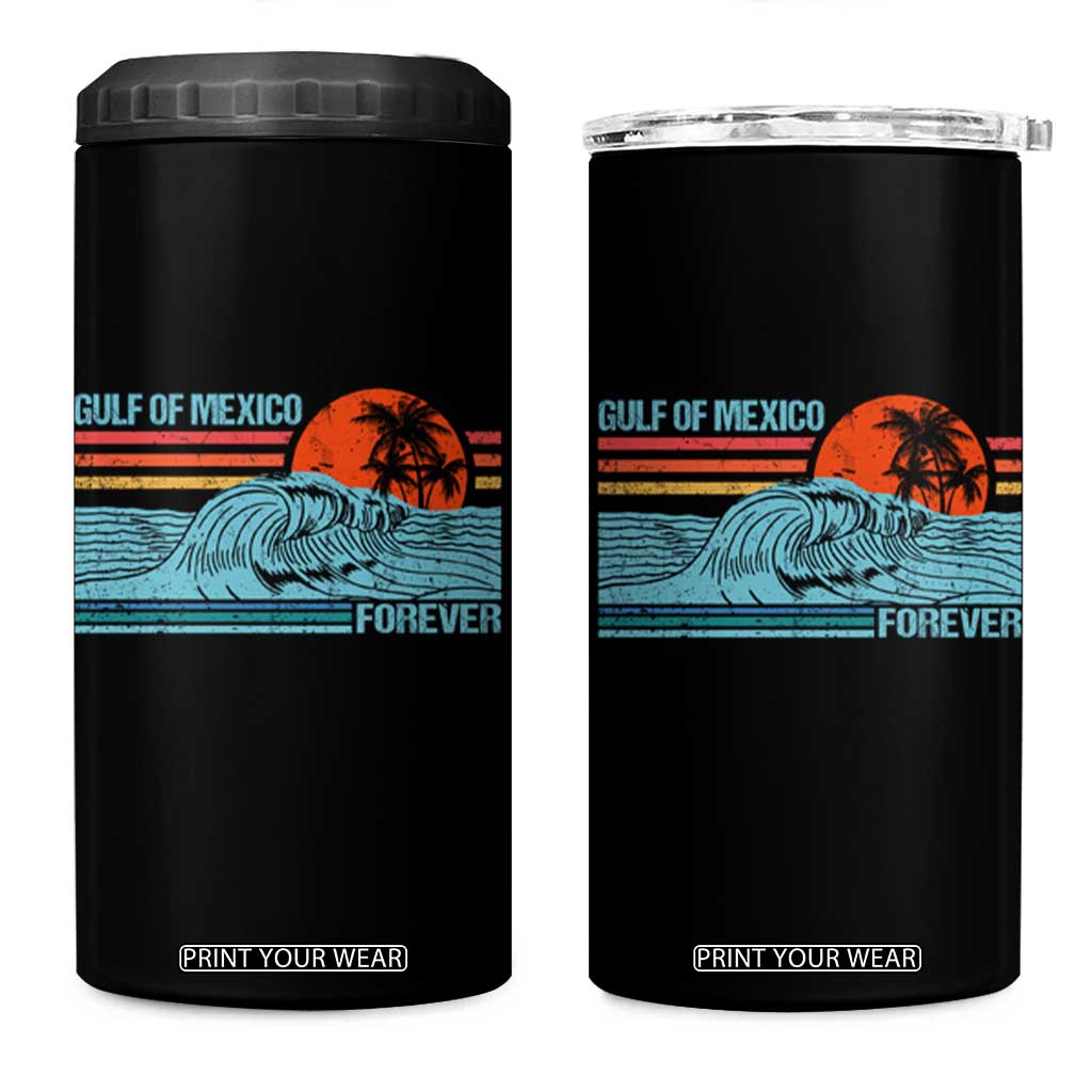 Gulf Of Mexico Forever 4 in 1 Can Cooler Tumbler Vintage Retro Beach Coconut Tree TS11 One Size: 16 oz Black Print Your Wear