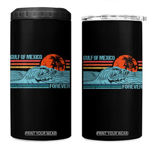 Gulf Of Mexico Forever 4 in 1 Can Cooler Tumbler Vintage Retro Beach Coconut Tree TS11 One Size: 16 oz Black Print Your Wear