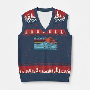 Gulf Of Mexico Forever V-Neck Knit Sweater Vest Vintage Retro Beach Coconut Tree TS11 Navy Red Print Your Wear