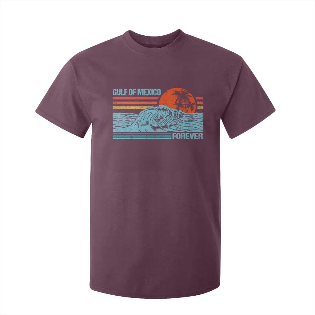 Gulf Of Mexico Forever T Shirt For Kid Vintage Retro Beach Coconut Tree TS11 Maroon Print Your Wear