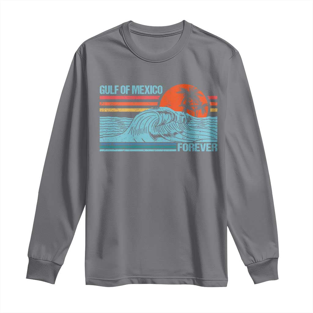 Gulf Of Mexico Forever Long Sleeve Shirt Vintage Retro Beach Coconut Tree TS11 Charcoal Print Your Wear