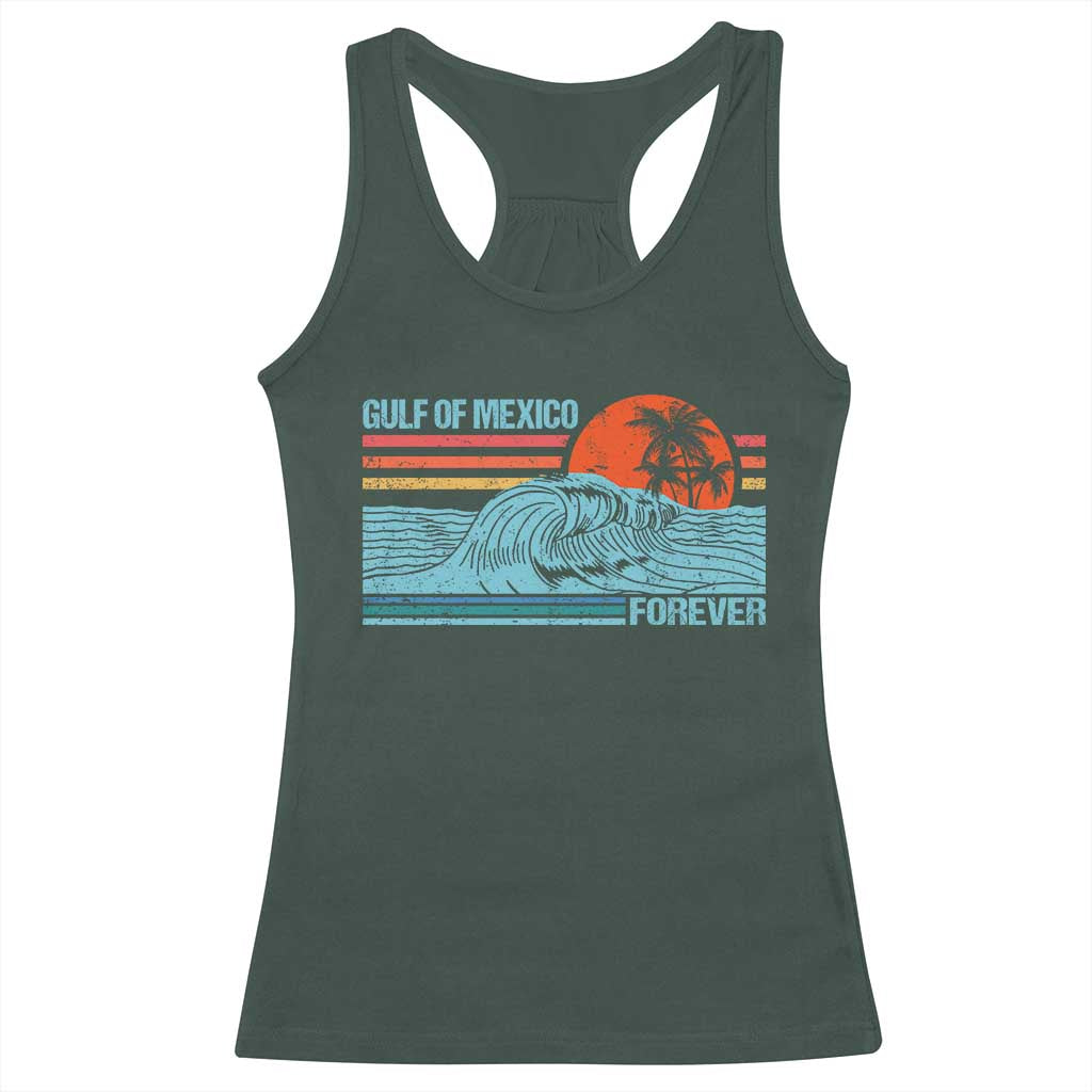 Gulf Of Mexico Forever Racerback Tank Top Vintage Retro Beach Coconut Tree TS11 Dark Forest Green Print Your Wear