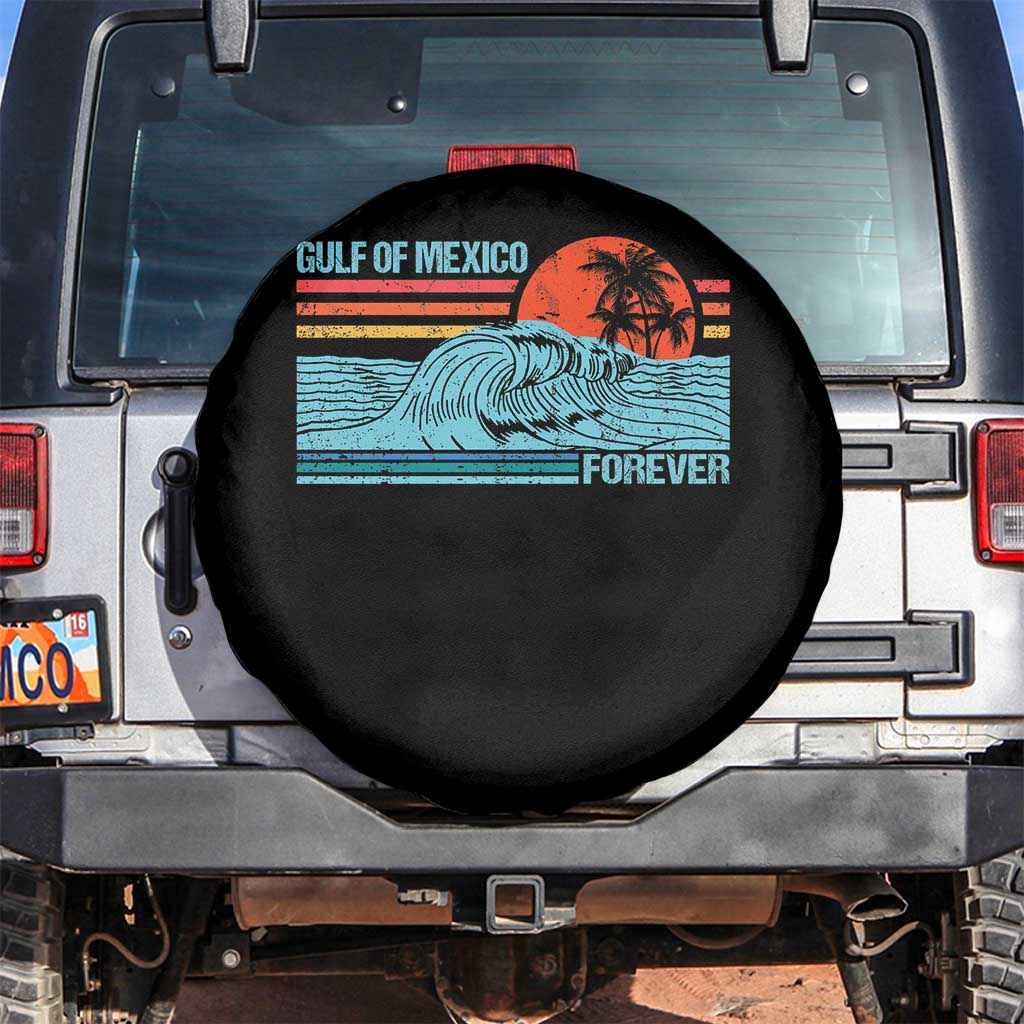 Gulf Of Mexico Forever Spare Tire Cover Vintage Retro Beach Coconut Tree TS11 No hole Black Print Your Wear