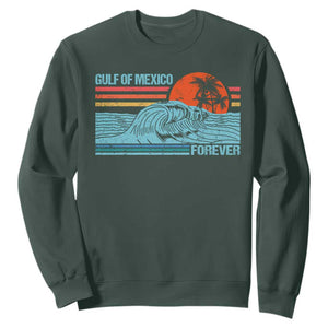 Gulf Of Mexico Forever Sweatshirt Vintage Retro Beach Coconut Tree TS11 Dark Forest Green Print Your Wear