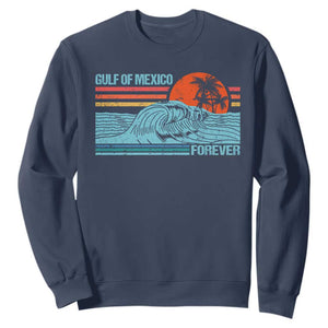 Gulf Of Mexico Forever Sweatshirt Vintage Retro Beach Coconut Tree TS11 Navy Print Your Wear