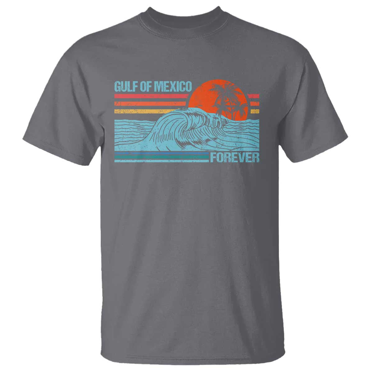 Gulf Of Mexico Forever T Shirt Vintage Retro Beach Coconut Tree TS11 Charcoal Print Your Wear
