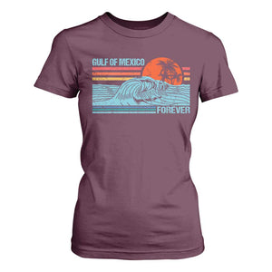 Gulf Of Mexico Forever T Shirt For Women Vintage Retro Beach Coconut Tree TS11 Maroon Print Your Wear