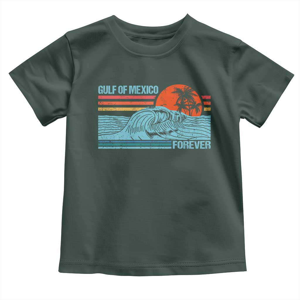 Gulf Of Mexico Forever Toddler T Shirt Vintage Retro Beach Coconut Tree TS11 Dark Forest Green Print Your Wear