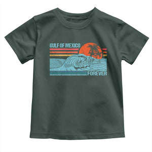 Gulf Of Mexico Forever Toddler T Shirt Vintage Retro Beach Coconut Tree TS11 Dark Forest Green Print Your Wear