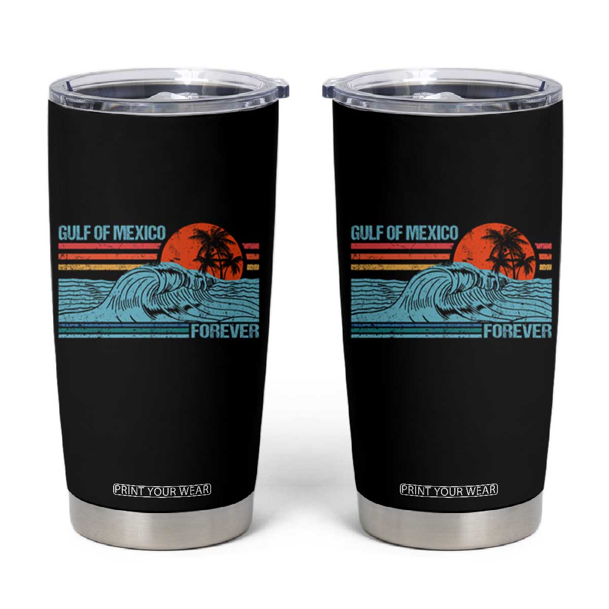 Gulf Of Mexico Forever Tumbler Cup Vintage Retro Beach Coconut Tree TS11 Black Print Your Wear