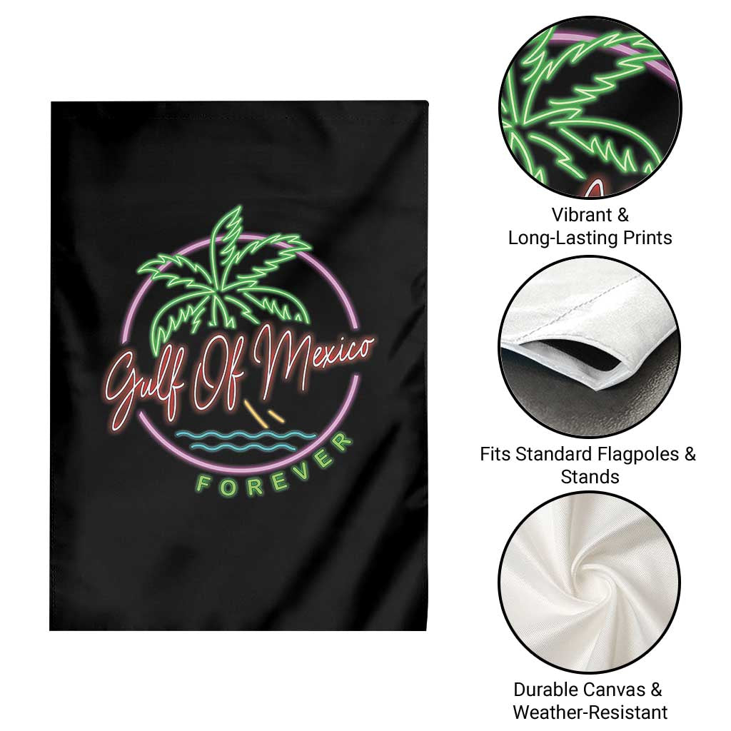 Gulf Of Mexico Forever Garden Flag Beach Coconut Palm Tree Neon Light TS11 Print Your Wear