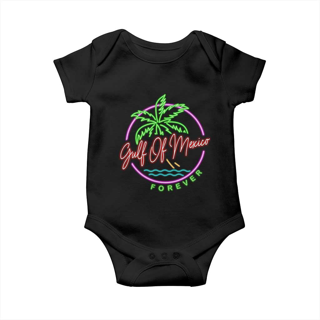 Gulf Of Mexico Forever Baby Onesie Beach Coconut Palm Tree Neon Light TS11 Black Print Your Wear