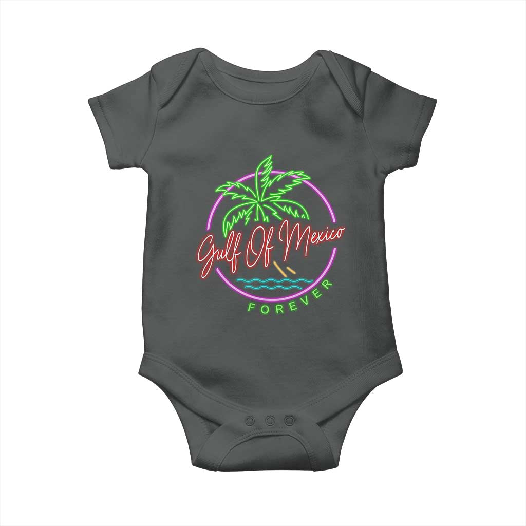 Gulf Of Mexico Forever Baby Onesie Beach Coconut Palm Tree Neon Light TS11 Dark Heather Print Your Wear