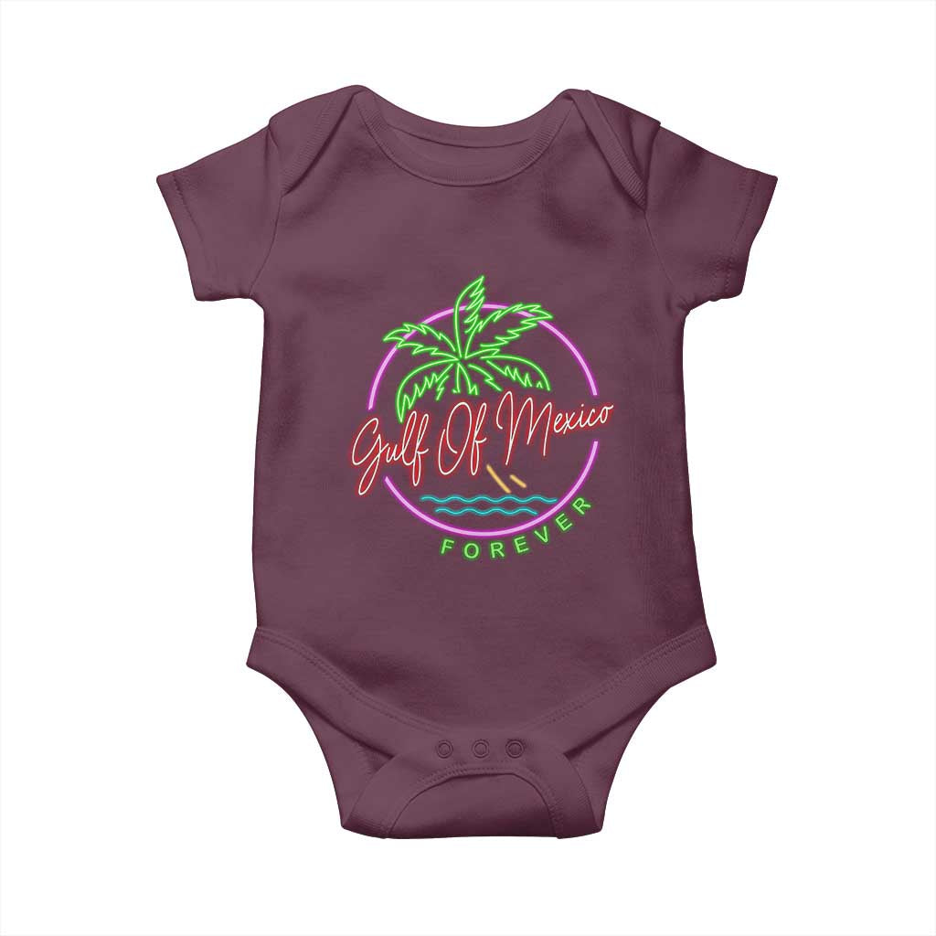 Gulf Of Mexico Forever Baby Onesie Beach Coconut Palm Tree Neon Light TS11 Maroon Print Your Wear
