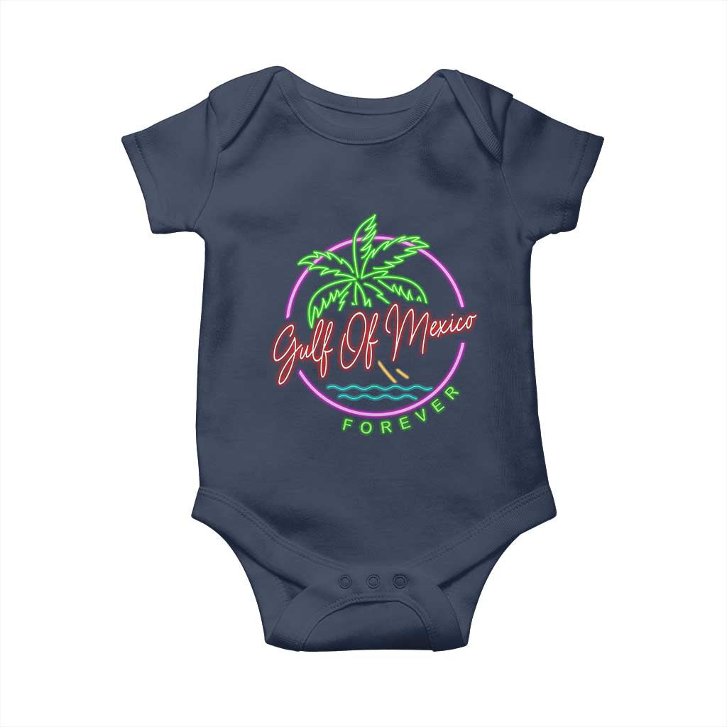 Gulf Of Mexico Forever Baby Onesie Beach Coconut Palm Tree Neon Light TS11 Navy Print Your Wear