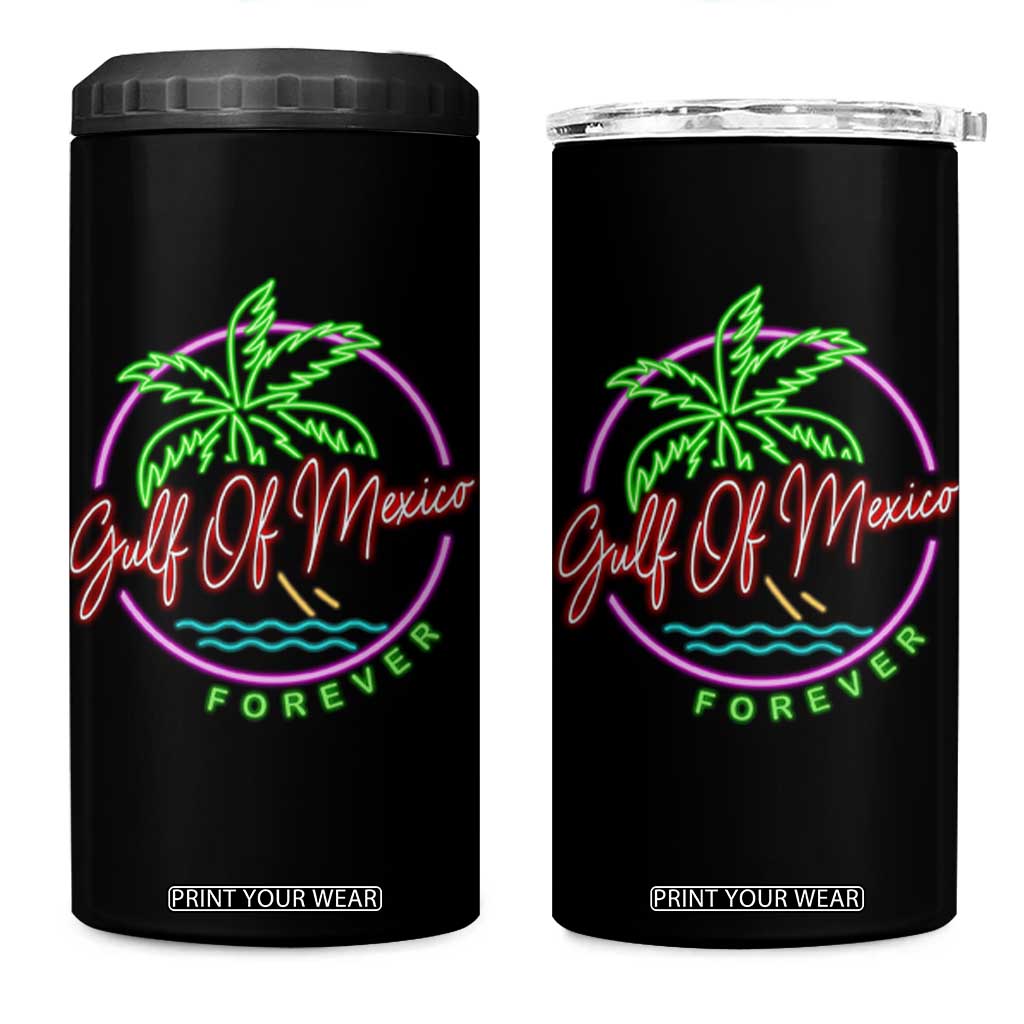 Gulf Of Mexico Forever 4 in 1 Can Cooler Tumbler Beach Coconut Palm Tree Neon Light TS11 One Size: 16 oz Black Print Your Wear