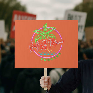 Gulf Of Mexico Forever Protest Sign Beach Coconut Palm Tree Neon Light - Print Your Wear
