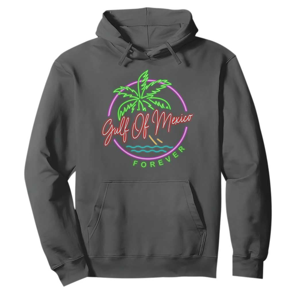 Gulf Of Mexico Forever Hoodie Beach Coconut Palm Tree Neon Light TS11 Dark Heather Print Your Wear