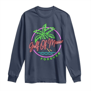 Gulf Of Mexico Forever Long Sleeve Shirt Beach Coconut Palm Tree Neon Light TS11 Navy Print Your Wear