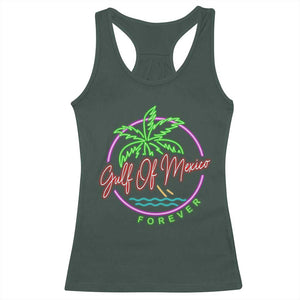 Gulf Of Mexico Forever Racerback Tank Top Beach Coconut Palm Tree Neon Light TS11 Dark Forest Green Print Your Wear