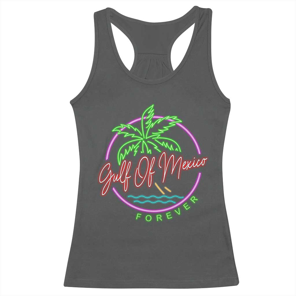 Gulf Of Mexico Forever Racerback Tank Top Beach Coconut Palm Tree Neon Light TS11 Dark Heather Print Your Wear