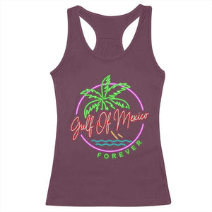 Gulf Of Mexico Forever Racerback Tank Top Beach Coconut Palm Tree Neon Light TS11 Maroon Print Your Wear