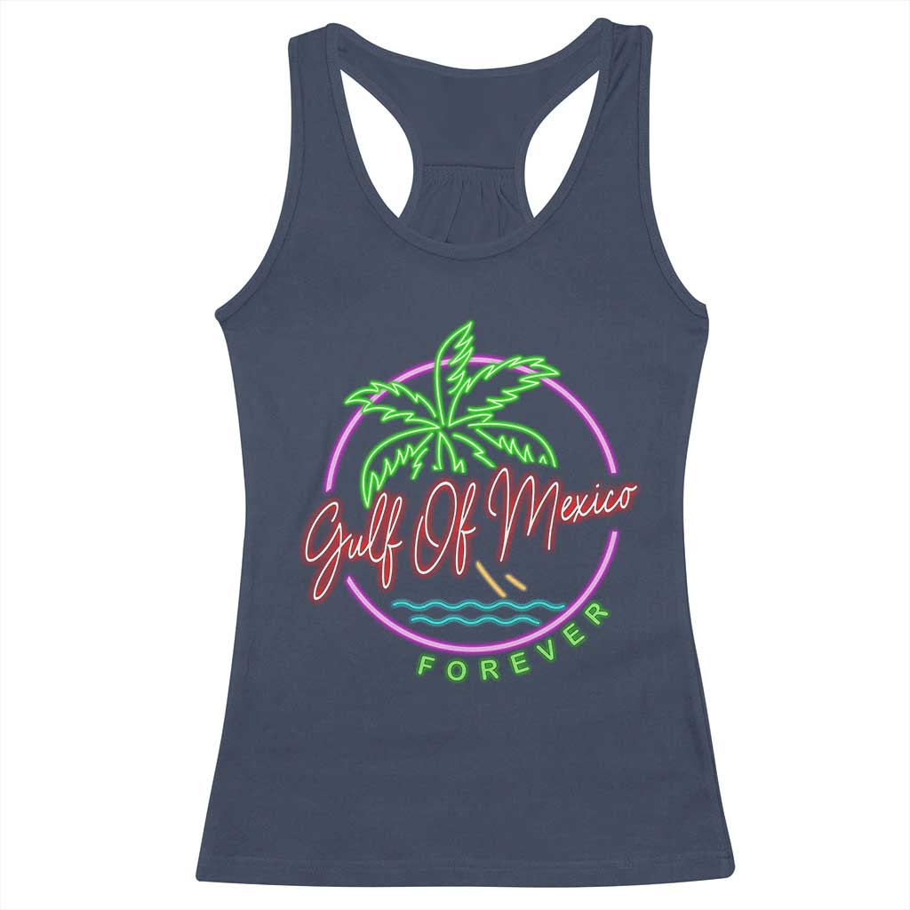Gulf Of Mexico Forever Racerback Tank Top Beach Coconut Palm Tree Neon Light TS11 Navy Print Your Wear