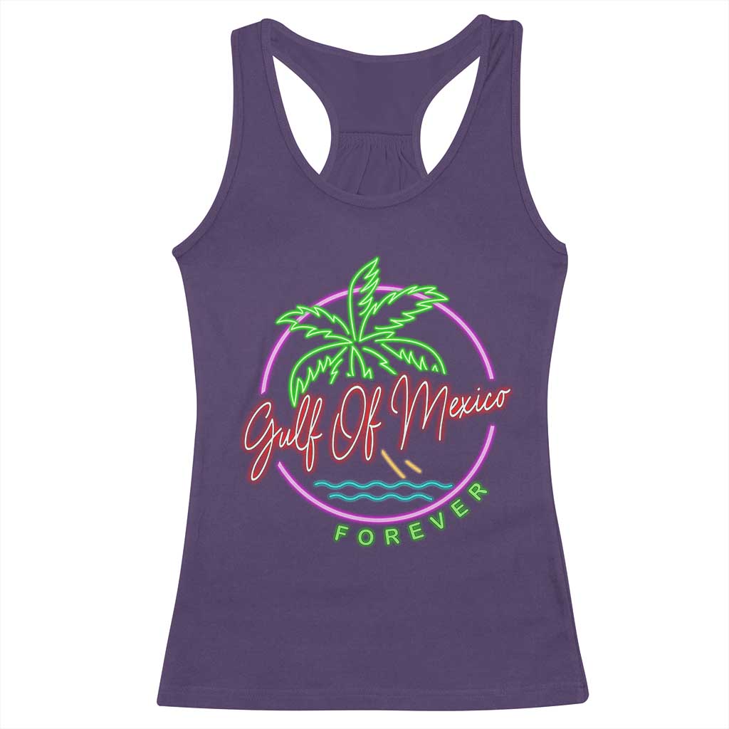 Gulf Of Mexico Forever Racerback Tank Top Beach Coconut Palm Tree Neon Light TS11 Purple Print Your Wear