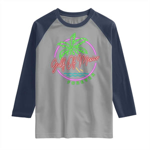 Gulf Of Mexico Forever Raglan Shirt Beach Coconut Palm Tree Neon Light TS11 Sport Gray Navy Print Your Wear