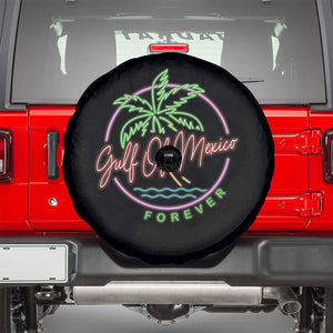 Gulf Of Mexico Forever Spare Tire Cover Beach Coconut Palm Tree Neon Light TS11 Black Print Your Wear