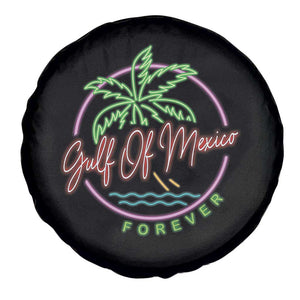 Gulf Of Mexico Forever Spare Tire Cover Beach Coconut Palm Tree Neon Light TS11 Print Your Wear