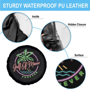 Gulf Of Mexico Forever Spare Tire Cover Beach Coconut Palm Tree Neon Light TS11 Print Your Wear