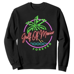 Gulf Of Mexico Forever Sweatshirt Beach Coconut Palm Tree Neon Light TS11 Black Print Your Wear