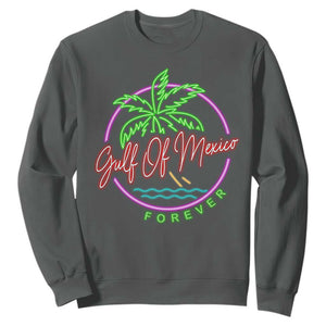 Gulf Of Mexico Forever Sweatshirt Beach Coconut Palm Tree Neon Light TS11 Dark Heather Print Your Wear