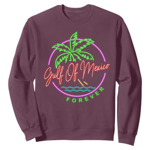 Gulf Of Mexico Forever Sweatshirt Beach Coconut Palm Tree Neon Light TS11 Maroon Print Your Wear