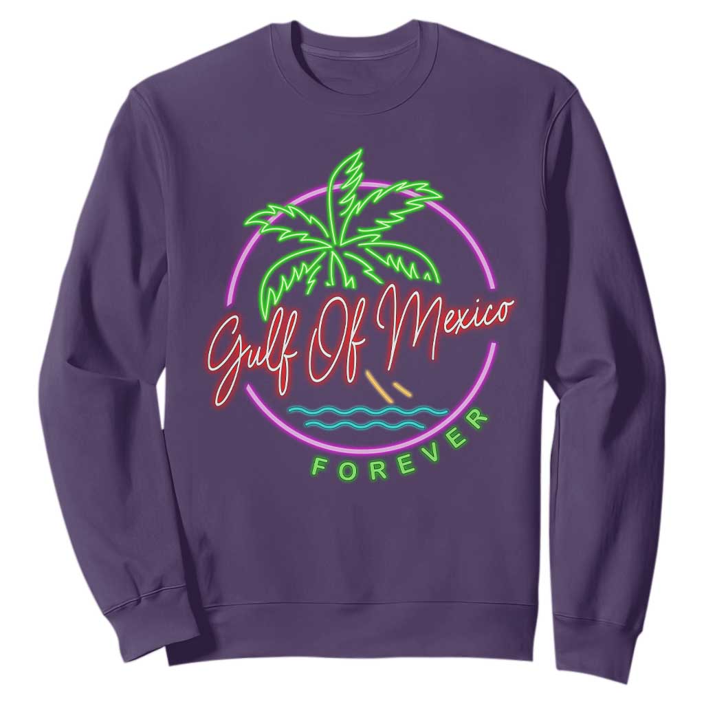 Gulf Of Mexico Forever Sweatshirt Beach Coconut Palm Tree Neon Light TS11 Purple Print Your Wear