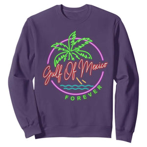 Gulf Of Mexico Forever Sweatshirt Beach Coconut Palm Tree Neon Light TS11 Purple Print Your Wear