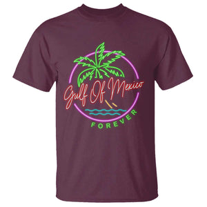 Gulf Of Mexico Forever T Shirt Beach Coconut Palm Tree Neon Light TS11 Maroon Print Your Wear