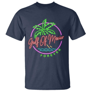 Gulf Of Mexico Forever T Shirt Beach Coconut Palm Tree Neon Light TS11 Navy Print Your Wear