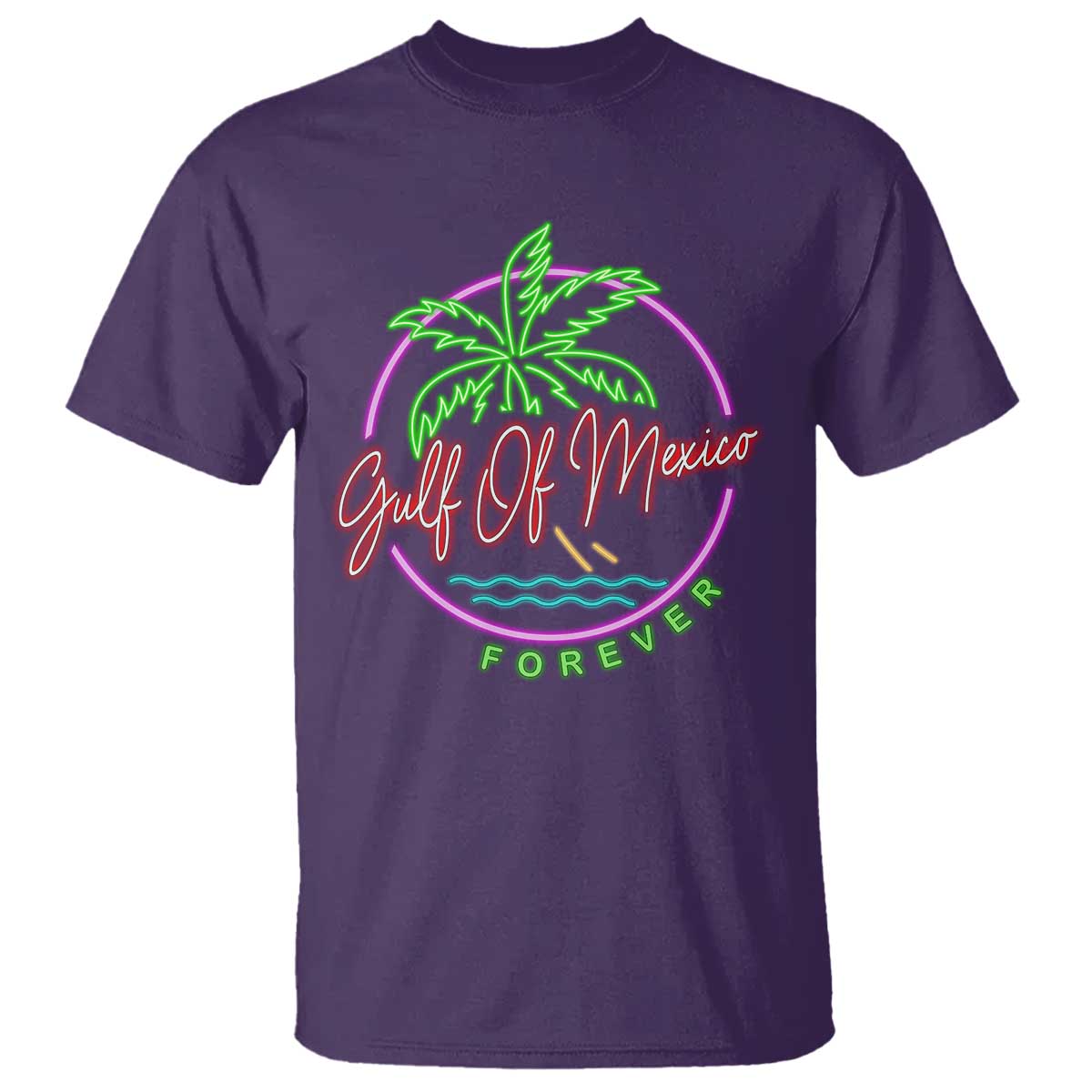 Gulf Of Mexico Forever T Shirt Beach Coconut Palm Tree Neon Light TS11 Purple Print Your Wear