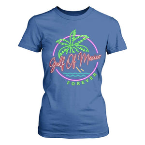Gulf Of Mexico Forever T Shirt For Women Beach Coconut Palm Tree Neon Light TS11 Royal Blue Print Your Wear