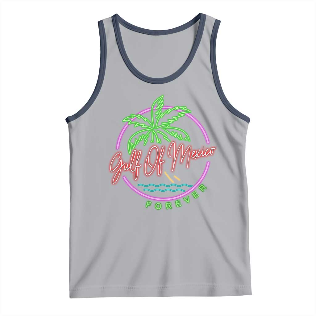 Gulf Of Mexico Forever Tank Top Beach Coconut Palm Tree Neon Light TS11 Athletic Heather Navy Print Your Wear