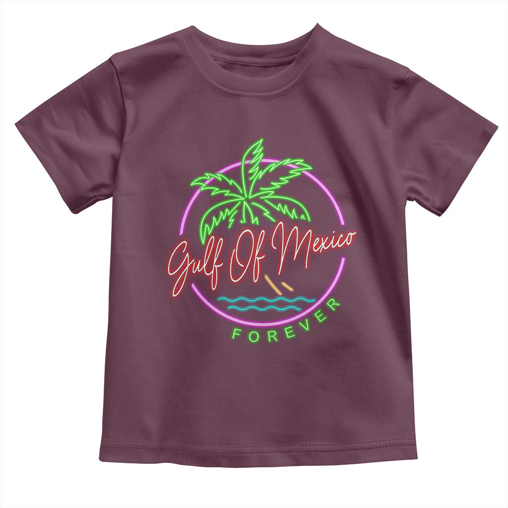 Gulf Of Mexico Forever Toddler T Shirt Beach Coconut Palm Tree Neon Light TS11 Maroon Print Your Wear