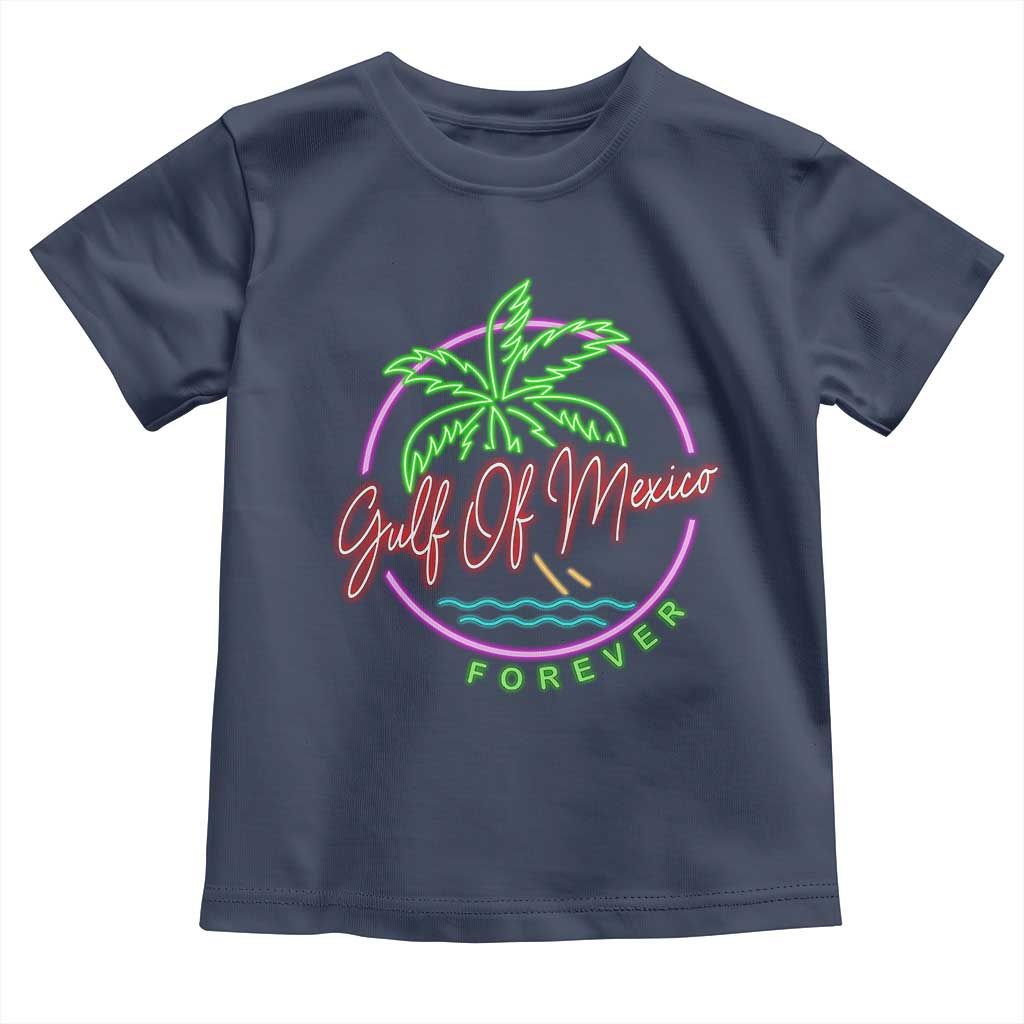 Gulf Of Mexico Forever Toddler T Shirt Beach Coconut Palm Tree Neon Light TS11 Navy Print Your Wear