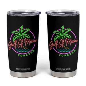 Gulf Of Mexico Forever Tumbler Cup Beach Coconut Palm Tree Neon Light TS11 Black Print Your Wear