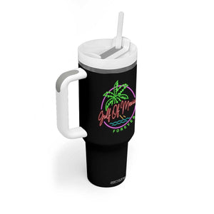 Gulf Of Mexico Forever Tumbler With Handle Beach Coconut Palm Tree Neon Light TS11 Print Your Wear