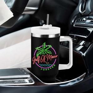 Gulf Of Mexico Forever Tumbler With Handle Beach Coconut Palm Tree Neon Light TS11 Print Your Wear