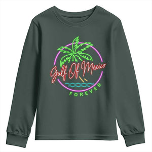 Gulf Of Mexico Forever Youth Sweatshirt Beach Coconut Palm Tree Neon Light TS11 Dark Forest Green Print Your Wear